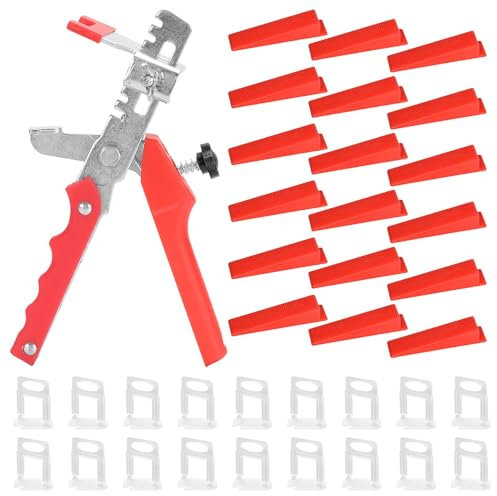 200 Pcs Tile Leveling System, 100 pcs 2mm Tile Spacer with 100pcs Resuable Wedges and 1 Tile Leveling Pliers, Tile Leveling System Kits for Floor Wall Tile Leveling