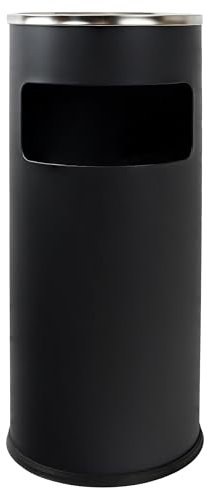 Vigil Products - Combined Litter & Cigarette Bin, Stainless Steel Outdoor Ashtray with Removable Liner - Smoking Bin for Commercial Use (Capacity - 10 litres, Color -Matt Black)