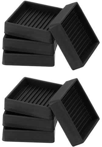 PATIKIL 2 Inch Rubber Furniture Pads, 8 Pack Non-Slip Furniture Coasters Square Anti Skid Caster Cups Furniture Feet Cup Floor Protectors for Bed Couch Stoppers, Black