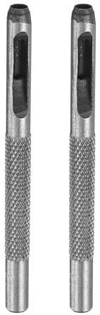 QUARKZMAN 2 Stück 4mm Lochstanzer, Locheisen Leder Rund Hohlstanzwerkzeug aus Karbonstahl Kreis Schneidwerkzeug für Gürtel Lederhandwerk Uhrenarmbänder Papier