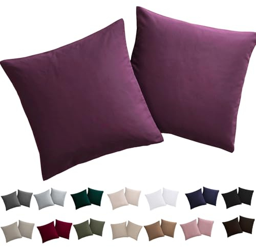 Soifox Kissenbezug 40x40 2er Set - Lila kopfkissenbezug Für Kissen 40 x 40 cm 100% Mikrofaser Resistent und Hypoallergen Kissenbezüge mit Reißverschluss