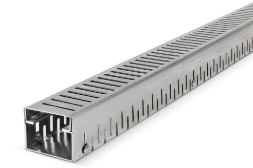 blizz-z terraline Vario U Entwässerungsrinne - Querrost- L: 1m | Drainagerinne, verzinkter Stahl - höhenverstellbar: 60-80 mm, B: 84 mm - 1 Stück - DIN EN 1253-1 bis 300 kg - Made in GER