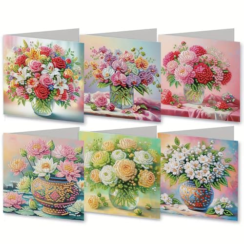 Demiawaking 6Pcs DIY 5D Diamond Painting Grußkarte, Diamant Malerei Karten Geburtstag Karte Weihnachtskarte, Diamant Painting Geschenkkarte Geschenk (16)