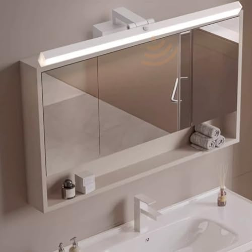 GZZBMY LED Spiegellampe Bad mit Bewegungsmelder Spiegelleuchte 180° Schwenkbar Wandleuchten Badezimmerschrank Lampe Wasserdicht Modern Aluminium Keller Küche Badschrank (Weißes Neutrales Licht,100cm)