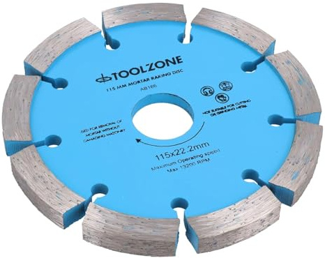 Dunnet Tools Diamond Mortar Rake Disc | Angle Grinder Blade for Mortar Removal, Brick Pointing & Repointing | Heavy-Duty Masonry Raking Tool for Old Mortar & Grout | 115mm x 8mm