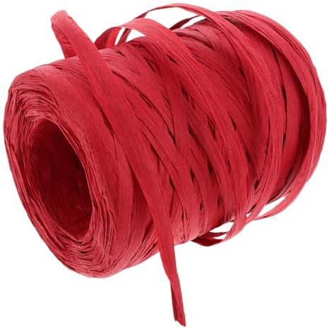 VILLFUL Cinta De Rafia Papel 100 m Para Manualidades y Regalos, Cuerda De Papel Roja, Resistente y Decorativa, Uso Navideño, Envoltorio y Bricolaje, Cinta Sostenible Para Embalaje Festivo