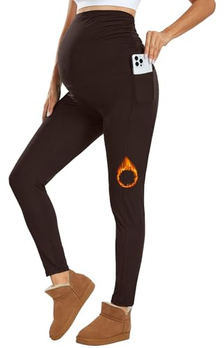 Ymmott Leggings Premaman da Donna a Vita Alta con Tasche Opachi Leggins per Gravidanza Elasticizzati per Donne Incinte Pantalone Premaman