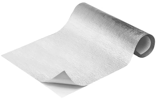 Hitzeschutzmatte Hitzeschutzfolie Selbstklebend, Aluminisierte Hitzeschutz, Glasfaser Blatt, Fiberglas-Isolierung, Hoher Temperaturschutz (60 x 100 cm)