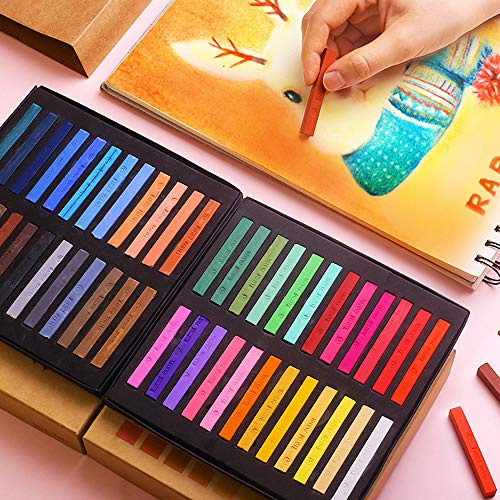Hyuduo Soft Dry Pastel Sticks, 12/24/36/48 Colors Vibrant Chalk Pastels Set Easy for Art Drawing Painting Supplies with Square Sticks. Express Delicate Works with Safe (12 Colors)