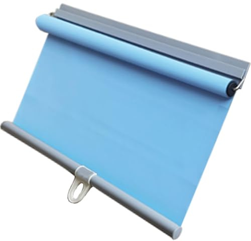 Tenda avvolgibile retrattile per interni, protezione solare, tende oscuranti temporanee, per porte e finestre, blu, 140 x 150 cm