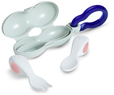 doddl Babybesteck-Set (6–12 Monate) – Löffel und Gabel für die Entwöhnung, BLW Selbstfütterung – Griffige Griffe und sicheres kurzes Design Dusky Rose