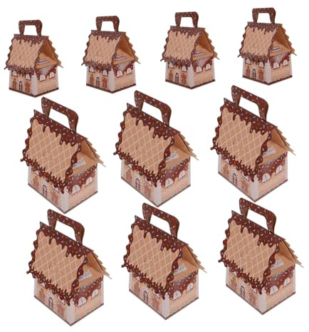 TOPPERFUN 10 Piezas Cajas de Galletas Navideñas Asa Cajas para Dulces Navideños para Decoración de Fiestas Navideñas y Regalos