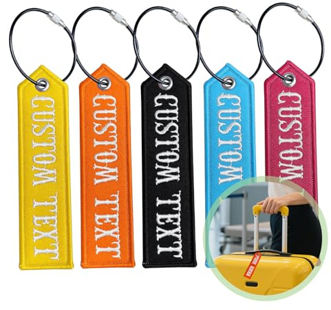 Personalisierter bestickter Gepäckanhänger - Individueller Namensanhänger für Koffer, Rucksäcke & Reisetaschen - Doppelseitig mit Stahlöse (Für Kinder/Erwachsene)