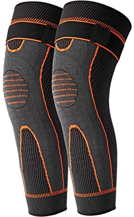 Veesper Knee Brace Tourmaline Acupressure Self Heating Knee Sleeve Support Fitness Wormwood Material for Joint Recovery Sports Pain Relief Orange Size L