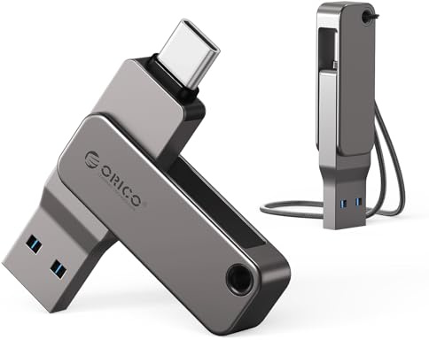 ORICO USB Stick 256 GB USB-C & USB-A, 150MB/s, USB 3.2 Gen 1, Grau, EB05 | USB-C-Stick, Plug and Play, Metallgehause, OTG, Für iPhone 17/16/15, Android, Tablets, Laptops, Mac, Windows