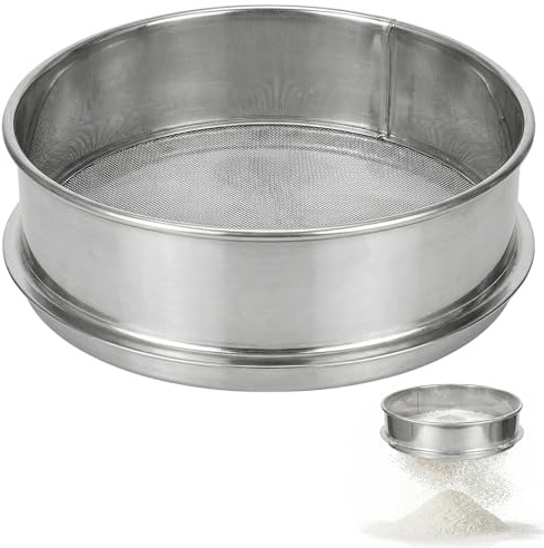 150 Mailles Tamis Farine,Acier Inoxydable,20cm,Bonne Facture,Solides,Tamis Cuisine Pour tamiser poudre d'amandes,Sucre Poudre