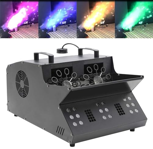 CO2-Nebelrauchmaschine, Bühnen-Nebelblasenmaschine mit 18 RGB-LED-Lichtern, DMX-Bühnenbeleuchtung, Nebeleffekt mit 2 Blasenventilatoren, perfekt for Hochzeit, Halloween, Party und Bühneneffekt