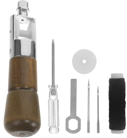 Homoyoyo Kit Punteruolo per Cucito Pelle Fai da Te, Set Strumenti Manuali Aghi per Riparazione Divani e Borse in Pelle, Accessori per Lavorazione Artigianale e Riparazione Zaini