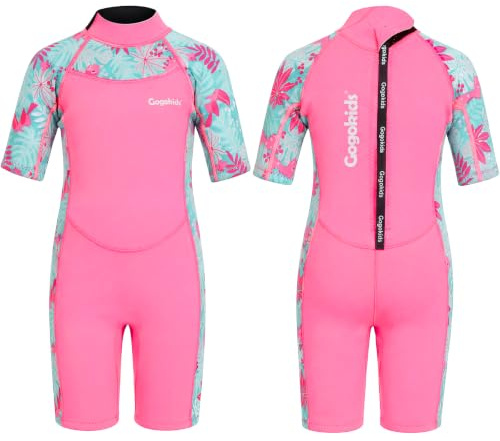 Gogokids Kids Wetsuit, 2mm SCR Neoprene Shorty Diving Suits | Lightweight, Back Zipper, Comfort & Warmth Children's Short Wet Suits for Swimming, Snorkelling and Surfing, 2-8 Boys Girls