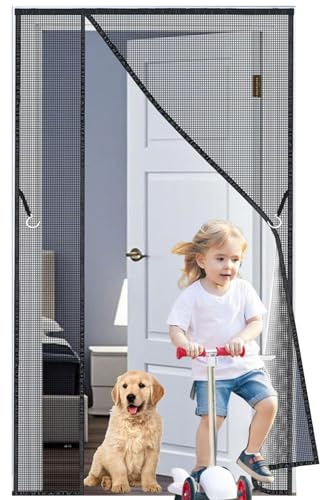 Magnetic Fly Screen Doors Custom Sizes Side Opening Door Curtains Opens Both Ways, Privacy Protection, Powerful Magnets, Durable Tear-Resistant Mesh, Keeps Insects Out,Patio & Balcony