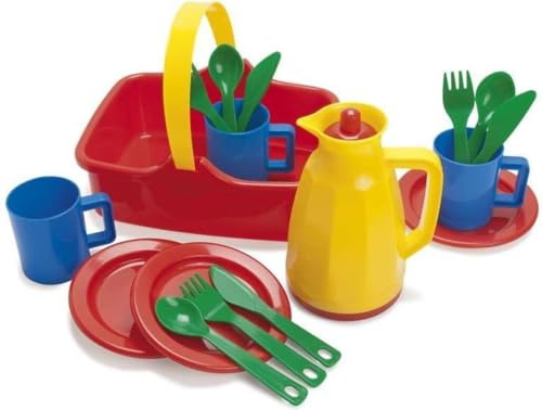 Dantoy Plastic Picnic Set for 3, Role Play Toys for Kids with 18 Pieces, Made in Denmark