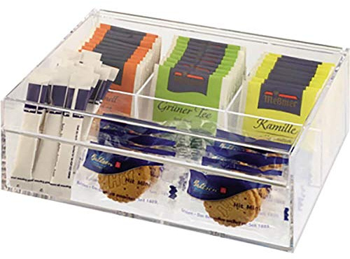 APS 11563 Teebox/Multibox, 22 x 17 cm, H: 9 cm, Kunststoff (MS), 3 Fächer für kuvertierte