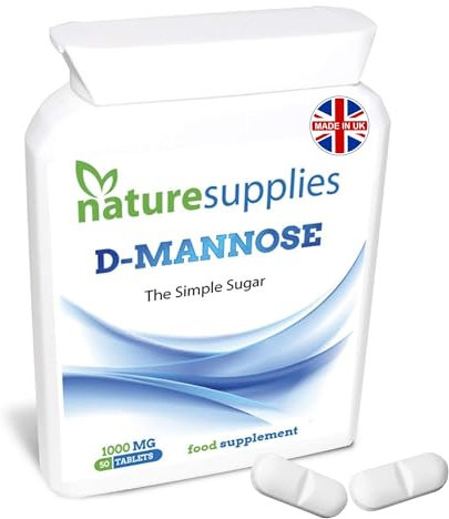 D Mannose Tablets 1000mg - 50 Pack Dmannose Tablets - (Not D Mannose Capsules or Powder) - Suitable for Vegetarians and Vegans - High Strength D-Mannose Supplement from Naturesupplies
