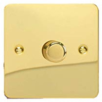 HFV3 Varilight Ultra Flat Plate Polished Brass 1 gang 400w Dimmer Switch