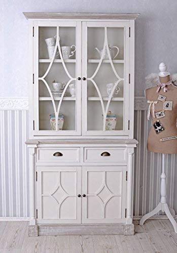 Köksvitrinskåp Shabby Chic monter gammalt vitt vitrinskåp köksbuffé 94 cm hmb174 Palazzo exklusiv