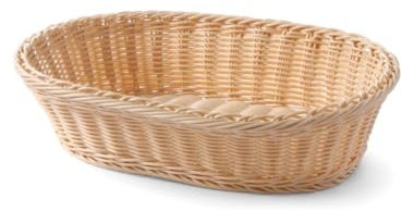 HENDI Corbeille à pain, ovale, panier, corbeille pour la présentation et le rangement du pain, porte pain, 380x270x(H) 90mm, polypropylène, acier inox