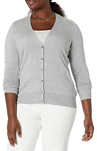 Amazon Essentials Kvinnors Lätt V-ringad cardigan tröja (finns i plusstorlek), Ljusgrå ljung, XS