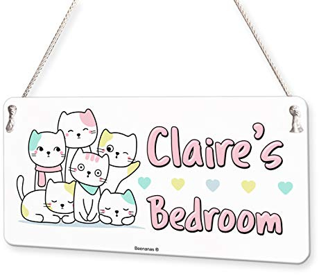 Beenanas Cute Kittens Cats Personalised Childs Bedroom Door Sign Name Plaque