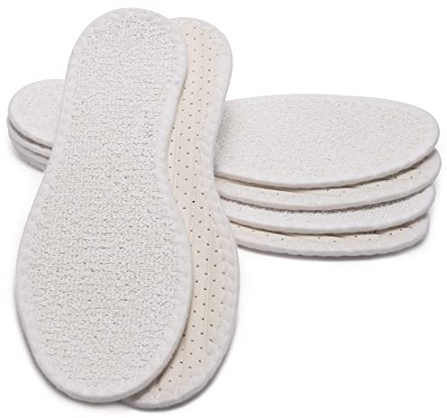 SULPO Lot de 3 paires de semelles pieds nus, en 100% coton éponge avec amortissement en latex, semelles intérieures contre les odeurs et les bactéries désagréables, pointures : 36 à 47, 44 EU