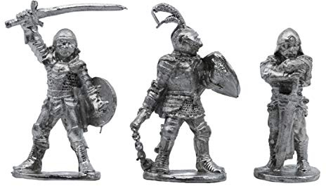 IRON WIND METALS 3 Piece Armored Fighters Set - 100% Lead-Free Pewter - Classic Fantasy Miniatures for 28mm Table Top Games - Made in USA - RAL Partha Miniatures