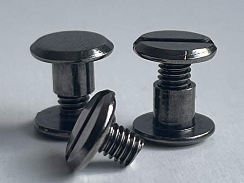 Q-tools® Buchschrauben 5mm gunmetal grey| 10 Stück | Ledernietenset/Gürtelschrauben |Ziernieten, Schraubnieten | Verbindungsschrauben für Westerntrense, Messergriff, Taschenzubehör zum Nähen etc.