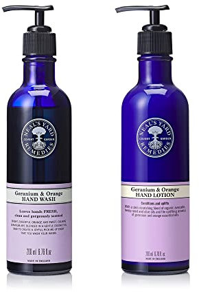 Neal's Yard Remedies Geranium and Orange Hand Duo - Luxuriously Enrich and Protect Hands - Hand Lotion (200ml) & Hand Wash (200ml)