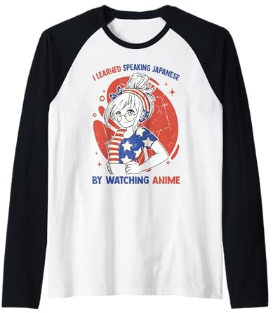 I Learned Speaking Japanese By Watching Anime - Kawaii Otaku Raglan Baseball Tee
