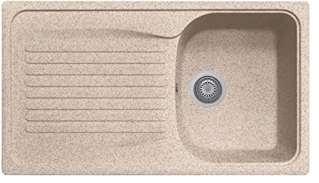 Plados Lavello in quarzo da cucina incasso HR0861 vasca singola più scolapiatti - Avena