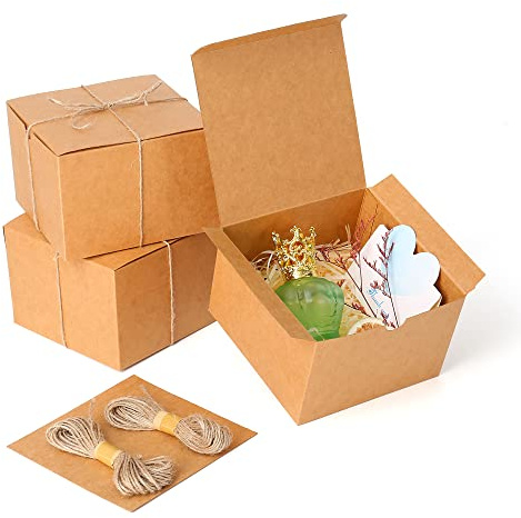 Dekun 5-pack premium 15 x 15 cm bruna presentaskar med lock, enkel montering återvinningsbar brudtärna förslag kraftlådor hantverk cupcake-lådor med lock för presenter/förpackning/jul (15 x 15 x 10