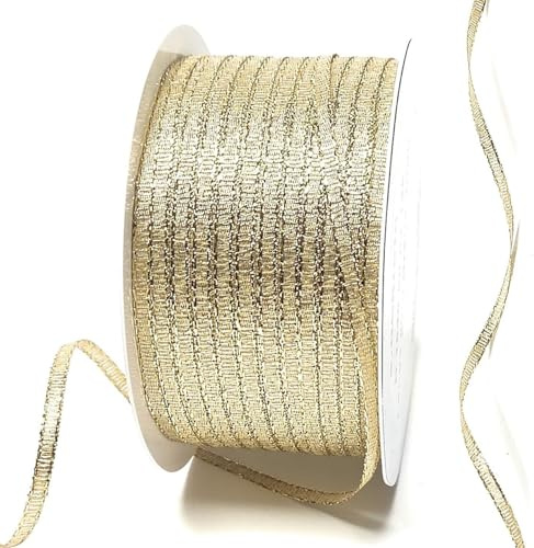 s.dekoda Brokatband 50m x 3mm Gold Schleifenband Dekoband Brokat Geschenkband