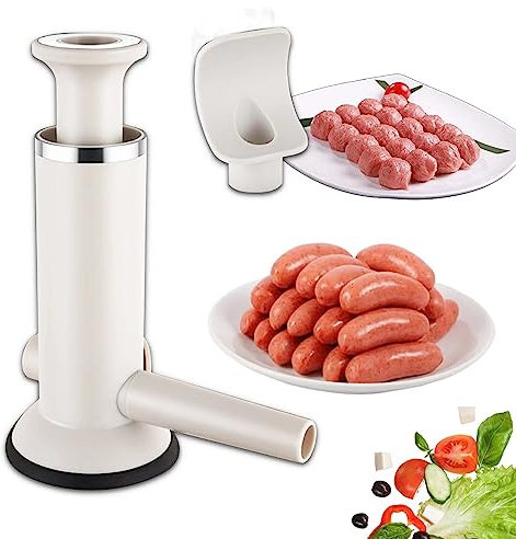 2 in 1 Macchina per Salsicce, Insaccatrice per Salsiccia, Macchina per Salsiccia con 1 Tubi di Riempimento e Imbuto per Polpette, Insaccatrice per Salsiccia Manuale adatto a Ristorante, Casa