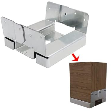 vikofan Pfostensockel für Beton, 15,2 x 15,2 cm, 14 x 14 cm, Deckpfostenanker aus Holz auf Beton, verstellbar, verzinkt, mit 2,5 cm Abstandshalter für Terrasse, Pavillon, Pergola, Veranda, 6 Stück