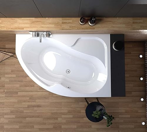 ECOLAM Vasca da bagno angolare in acrilico Wella destra + scarico piedini in silicone (160 x 100 destra senza rivestimento)