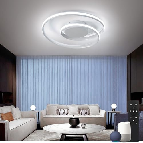 Smart LED Deckenlampe Kompatibel with Matter, Mit HomeKit, Alexa, Google and IFTTT, Dimmbar Deckenleuchte mit Fernbedienung, 2500 Lumen Runde Modern Deckenlampe für Wohnzimmer, Schlafzimmer Ø48cm