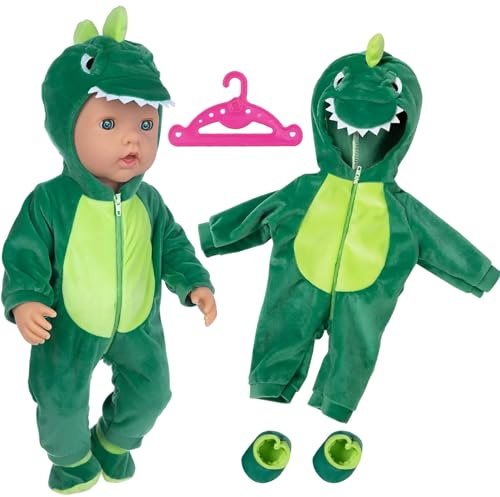 Vestiti per Bambole,con 1 paio di Calzini e 1 Gruccia,Abbigliamento per bambole New Born Baby Bambole,vestiti cicciobello Dinosauro,per Bambole 35-45 cm,Regali per Ragazze e Ragazzi