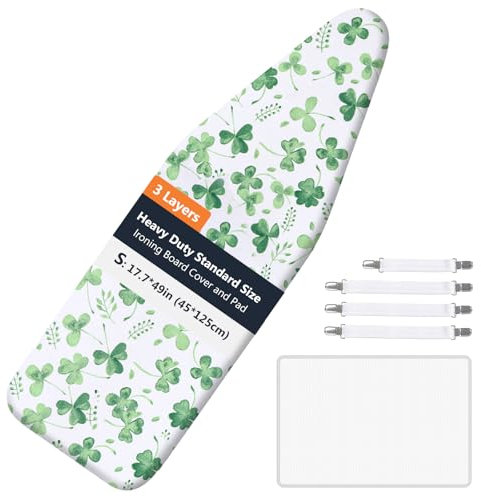 UDIANIS Ironing Board Cover Fit 110x35cm Board, Elastic Edge Padding Ironing Board Covers, Easy Fit and Scorch Resistant, Include 4 Fasteners and Protective Scorch Mesh Cloth