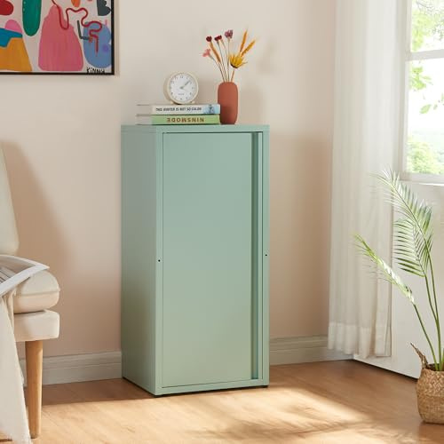 [en.casa] Armadio a Colonna in Metallo Armadietto da Ufficio con 1 Anta e 2 Ripiani Regolabili in Altezza Mobile in Acciaio per Archivio 88 x 40 x 35 cm - Menta Verde
