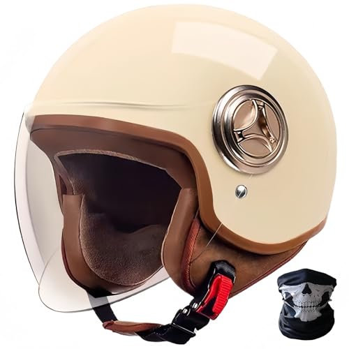 STRTG Casco Moto retrò 3/4, Casco Scooter con Visiera, Casco Jet retrò Omologato ECE per Uomo E Donna, Ciclomotore, Moto per Vespa, ATV, Ciclomotore 9