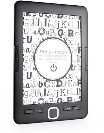 docooler Lettore di e-Book da 6'', antiriflesso e rispettoso della Vista, con Custodia Protettiva, Display a LED, Leggero, Audio e Video, Lettore PDF, Nero