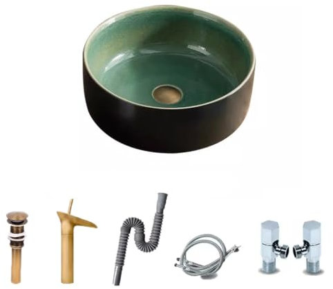 Lavandino da bagno a incasso Piccolo appartamento in ceramica for uso domestico, balcone, lavabo, lavabo singolo, retro sopra lavabo da appoggio, semplice lavabo da bagno. Lavandini da bagno(B)